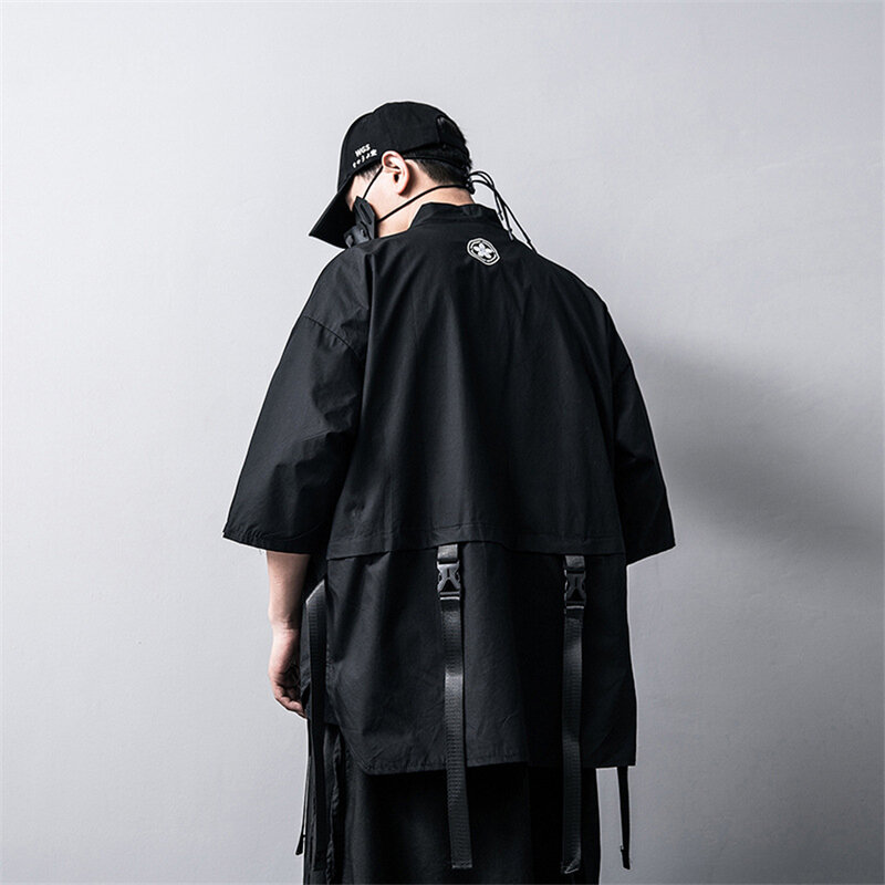 Kimono negro tradicional japonés, cárdigan de Diablo Samurai Ninja, traje de Cosplay, abrigo de estilo Hanfu chino, ropa de calle, novedad de 2021