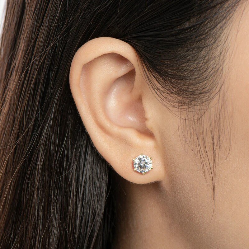 IOGOU D Color Moissanite Stud Earrings for Women Men 1/2/4/6 cttw 100% 925 Sterling Silver Sparkling Moissanite Piercing Jewelry
