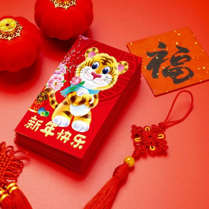 12 Stuks Rode Zak Envelop Tijger Patroon Hongbao Mooie Feestelijke Geluk Geld Tas Voor Lente Festival Bruiloft Pakketten Gift Bag