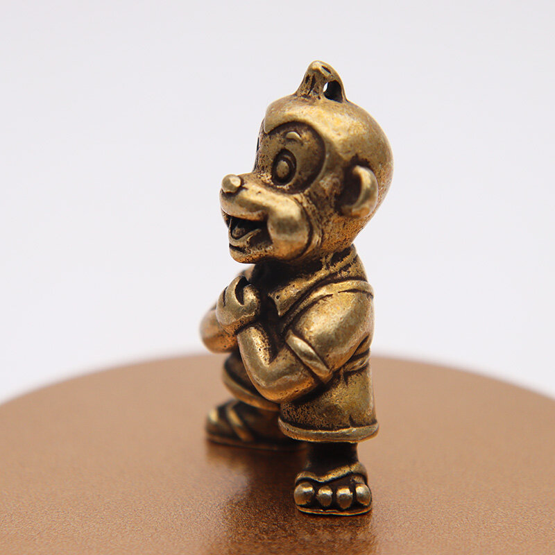 Cartoon zodiak małpa figurki miniaturowe Vintage mosiądz Model zwierzęcia mała figurka ozdoba na biurko ozdoba do domu rękodzieło akcesoria