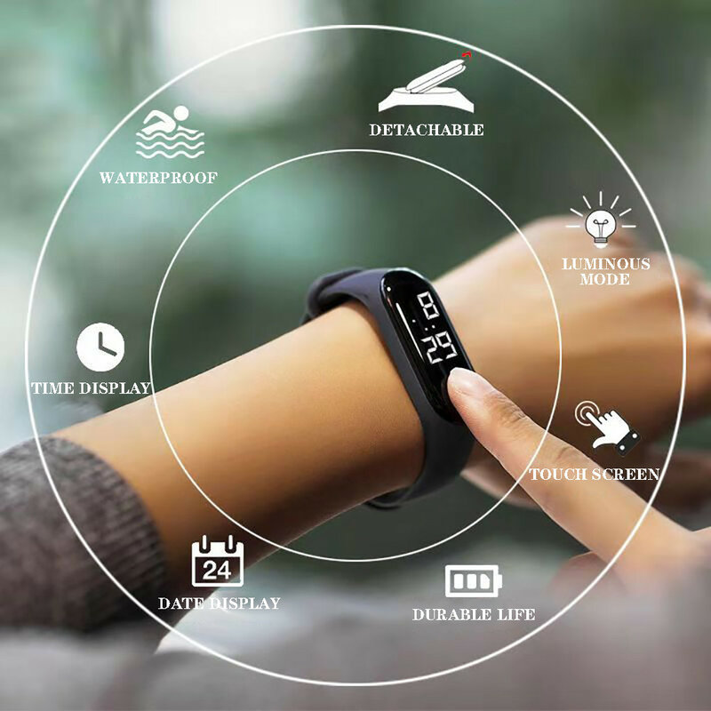 디지털 스포츠 여성 남성 스포츠 시계, 핸드 링 시계, Led 스포츠 전자 시계, 팔찌 손목 시계, 연인 선물, 2022