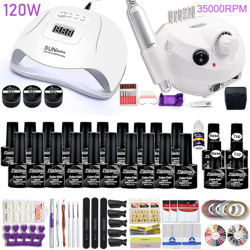 Dropshipping 30/20/10 Color Nail Gel Polish Set 180W Nail Lamp Manicure Set Acrylic Kit With High Quality 20W Nail Drill Machine