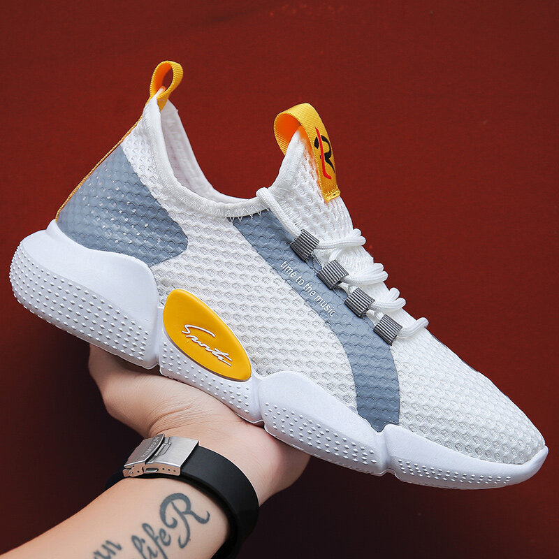 Light Breathable New Leisure Outdoor Men White Sneakers Quality Brand Casual Breathable  Mesh Soft Tenis Mens Shoes Summer