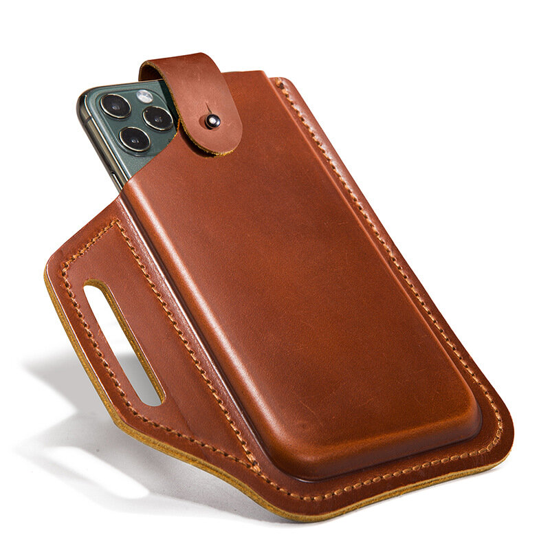 Étui en cuir véritable pour téléphone portable 6-7.5 pouces, étui à boucle pour téléphone portable, sac de ceinture, portefeuille antivol