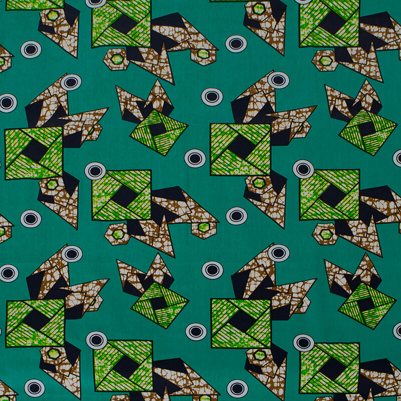 Pagne afrykańska bawełna wysokiej jakości nowy nabytek zielona, z nadrukiem do szycia Tissu Craft materiał tekstylny do sukni 6 jardów Casual Ankara