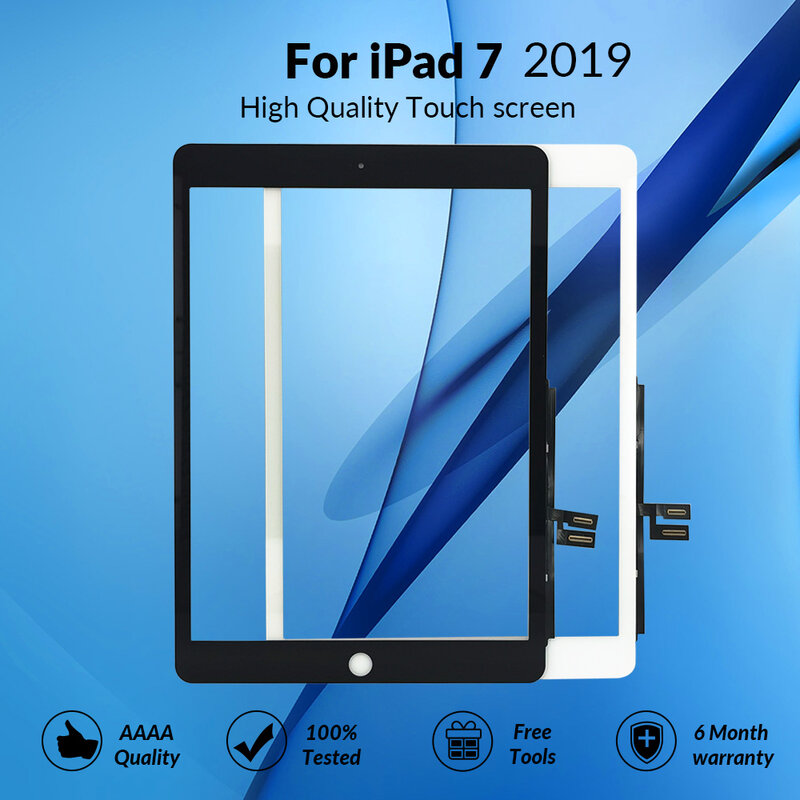Touch Screen สำหรับ iPad 7/8 2019/2010 A2197 A2200 A2198 A2270 A2428 A2429 A2430 Digitizer กระจกแผง LCD จอแสดงผลด้านนอก Sensor