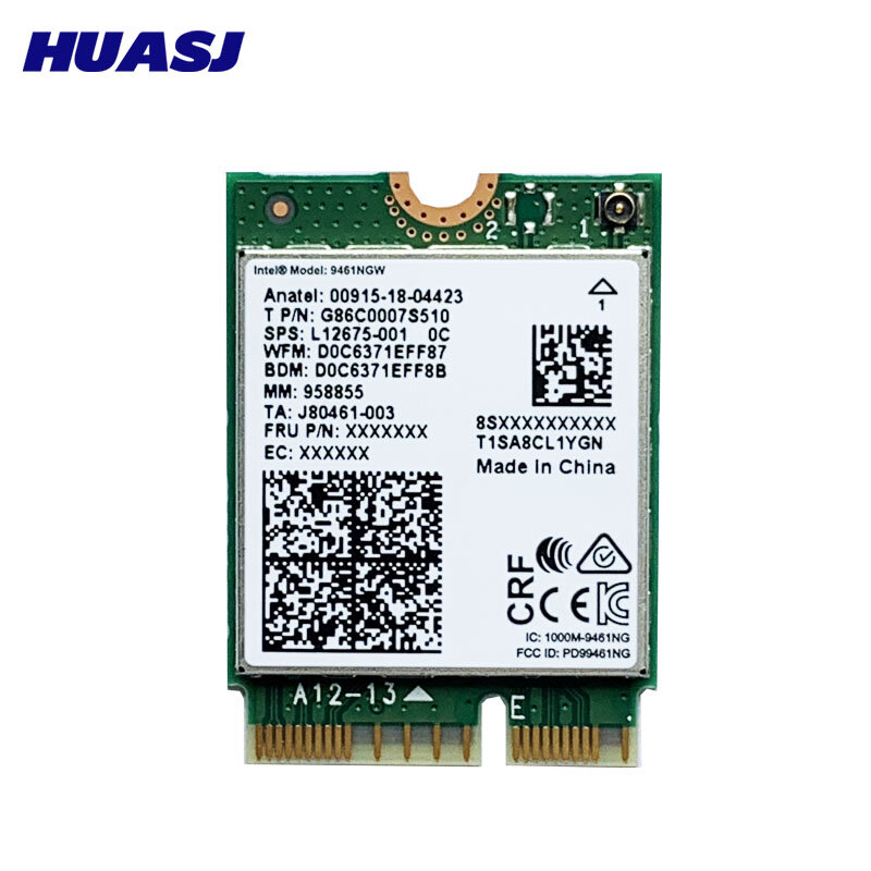 Huasj Dual Band Wireless Ac 9461 Intel 9461NGW 802.11ac Ngff Sleutel E 2.4G / 5G Wifi Kaart Bt 5.0