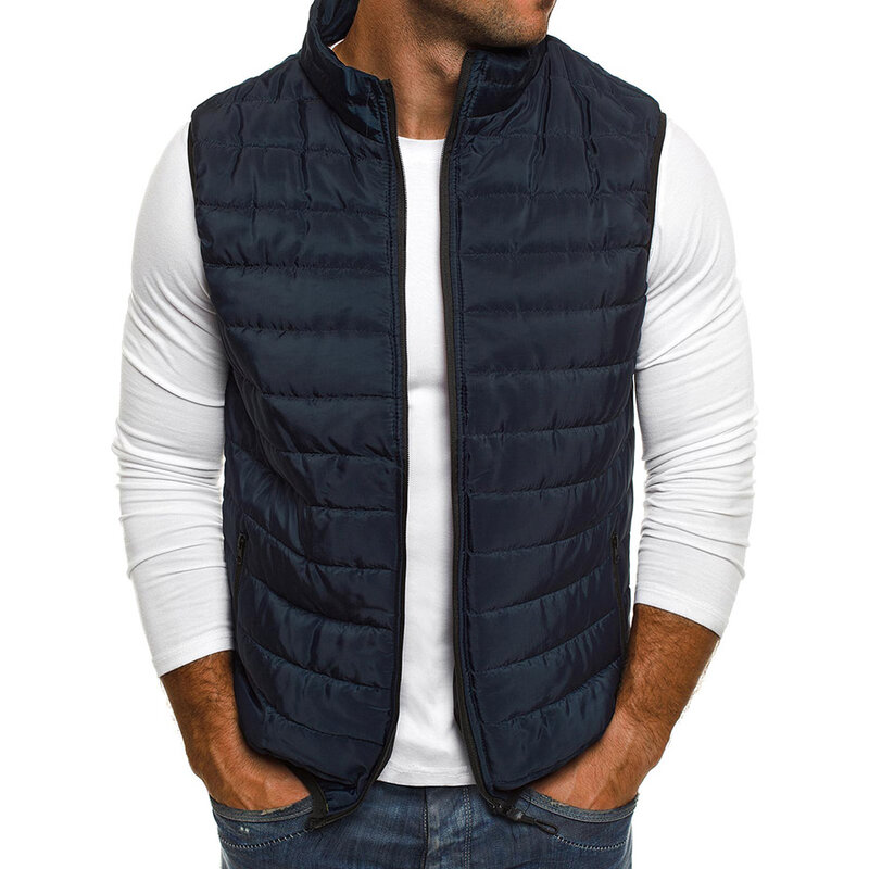 Chaleco acolchado de algodón para hombre, chaqueta gruesa sin mangas, cálida, Otoño, 2024