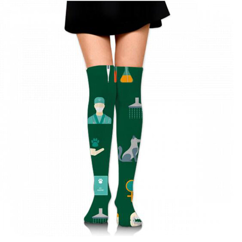 Noisydesigns Sexy Overknee Over De Knie Sokken Nieuwe Mode Groene Dinosaurus Print Vrouwen Lange Kousen Voor Meisjes Dames vrouwen