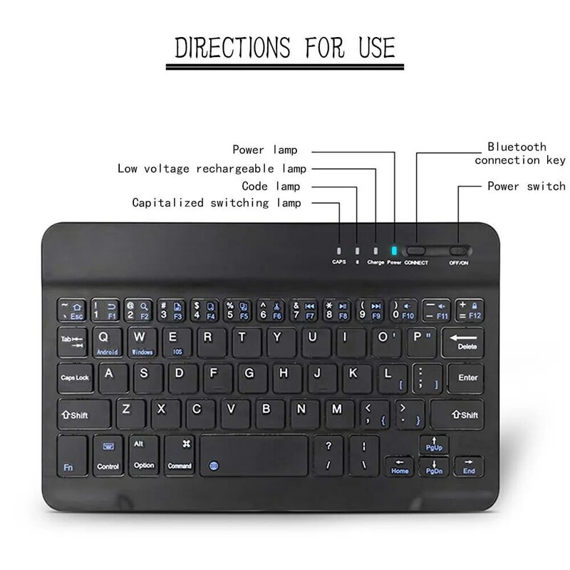 Wireless Keyboard Bluetooth Keyboard for Argos Alba 7 8/Bush Eluma B1/MyTablet 7 8 Tablet Rubber Keycaps Rechargeable Keyboard