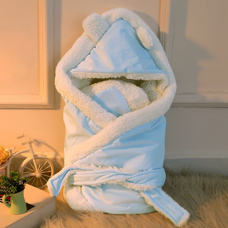 กำมะหยี่อบอุ่นขนแกะผ้าห่มเด็ก & Swaddling ทารกแรกเกิดขนแกะนุ่มผ้าห่มชุดเครื่องนอนผ้าฝ้ายผ้าห่ม Swaddle Wrap