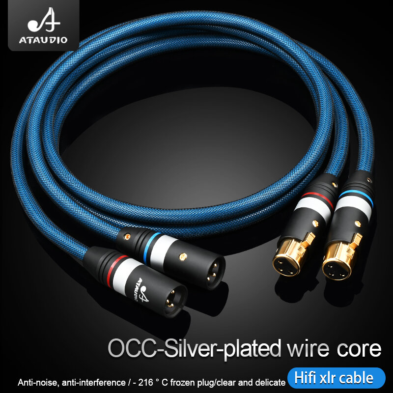 Cable HIFI xlr occ chapado en plata 2xlr, cable de equilibrio xlr macho a hembra, micrófono condensador, cable de micrófono