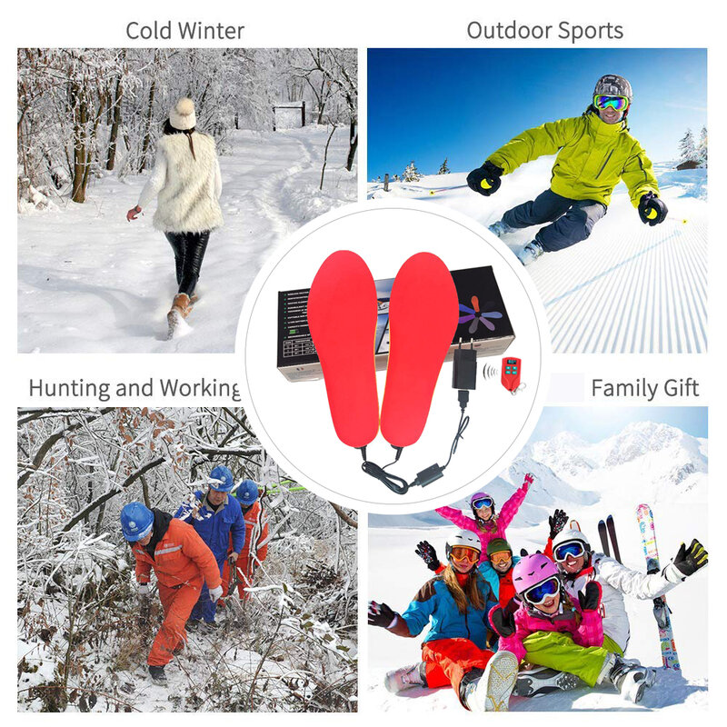 New 2000mAh Heating Insoles with LED Remote Control Men Women Sport EVA Shoes Pads Outdoor Skiing Heated Insoles EUR 35-46 Size