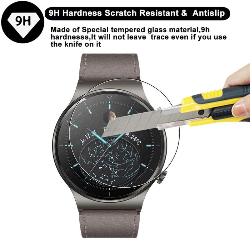 Tempered Glass Protective Film For Huawei Watch GT2 Pro Anti-Scratch Clear Screen Protector HD Film