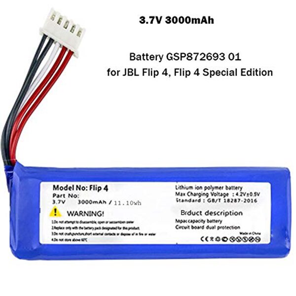 Batterie li-polymère de remplacement 3000Mah GSP872693 01 pour JBL retournement 4, retournement 4 édition spéciale