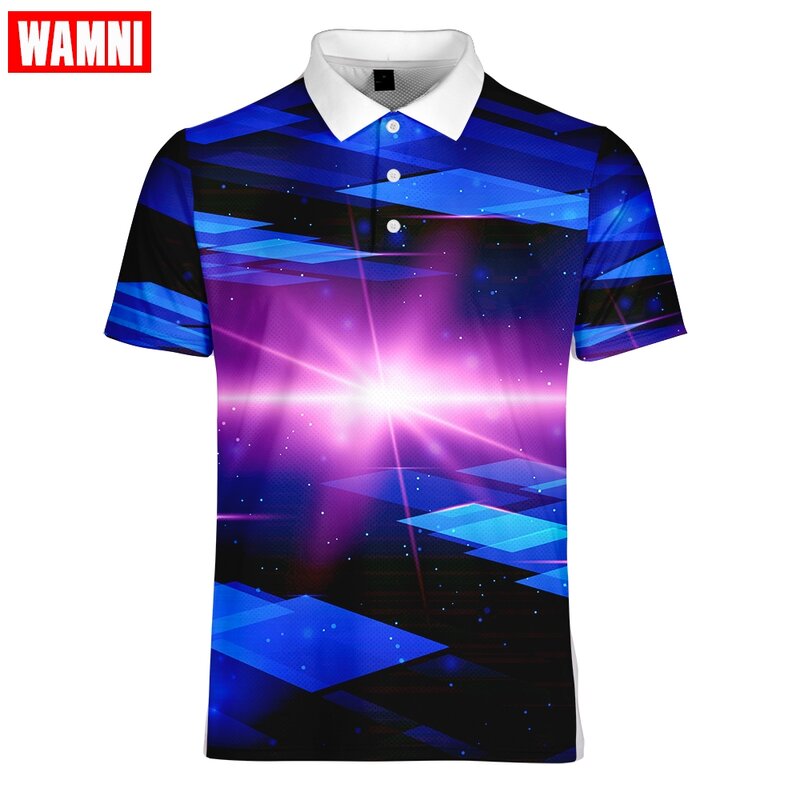WAMNI Brand Quick Drying Business 3D  Shirt Sport Loose Harajuku Multi-color Stripe Casual Streetwear Badminton T Shirt