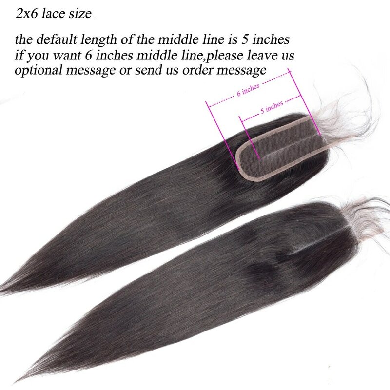 حزم شعر بشري مستقيم من Queenlike مع إغلاق ، نسيج شعر برازيلي خام ، إغلاق كيم عميق ، 30 بوصة ، 2 × 6