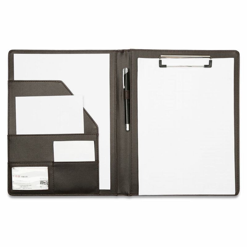 Carpeta de cuero PU con cuadernos de escritura A4, soporte de papel para documentos y negocios, bolsillo de Tarjeta De Nombre para suministros escolares y de oficina