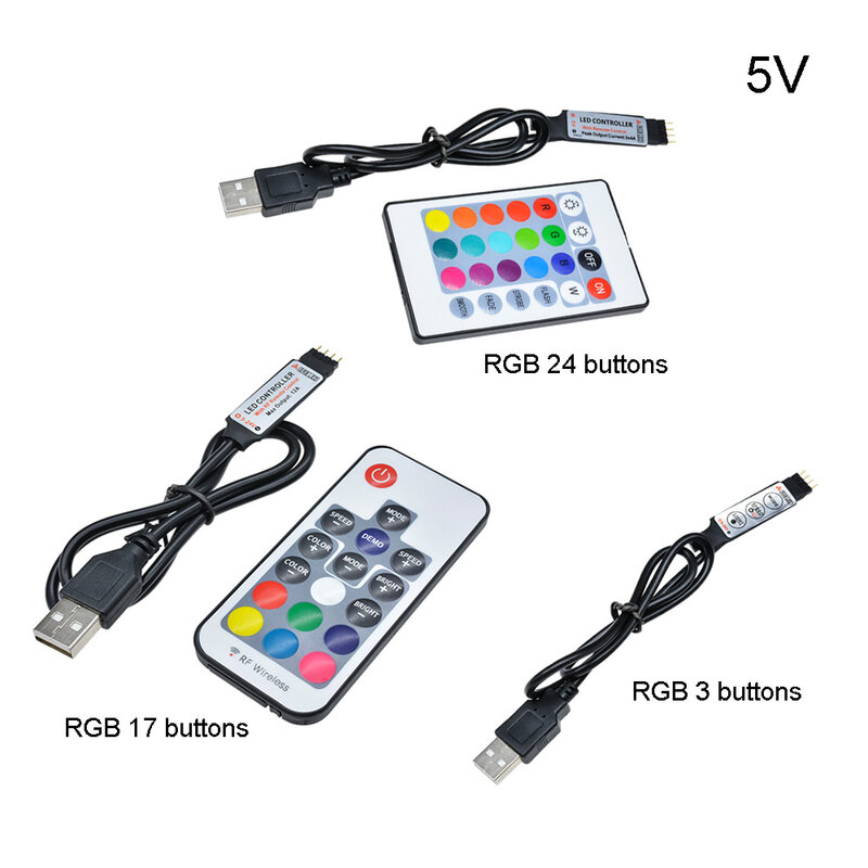 Tira de luces LED USB 3528SMD, lámpara de cinta RGB, TV, pantalla de escritorio, cinta de diodo de retroiluminación, control remoto RF