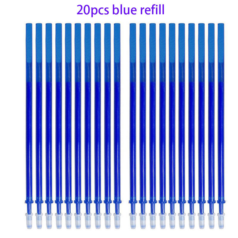 20 pçs/set borracha gel caneta recarga haste apagável caneta recarga 0.5mm azul preto tinta escritório escola papelaria ferramenta de escrita