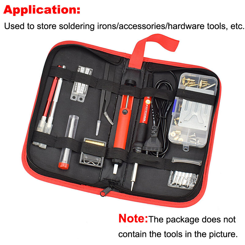 NEWACALOX 업그레이드 도구 가방, 납땜 다리미 파우치, 하드웨어 수리 도구 가방, 전기 기사용 휴대용 PU 가죽 도구 가방
