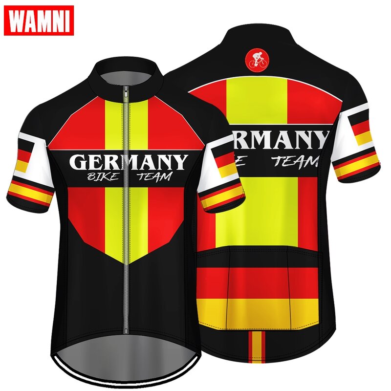 WAMNI 2020 Cycling Jersey Men Tops Summer Harajuku National Team Racing Ropa ciclismo Short Sleeve Bike Jersey Shirt