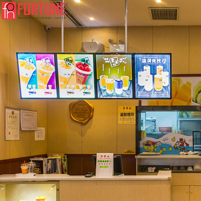 스페인 광고에 국부적으로 출하 레스토랑 메뉴에 대 한 Led 포스터 프레임 강화 유리 보드 조명 LED 기호 빛 상자