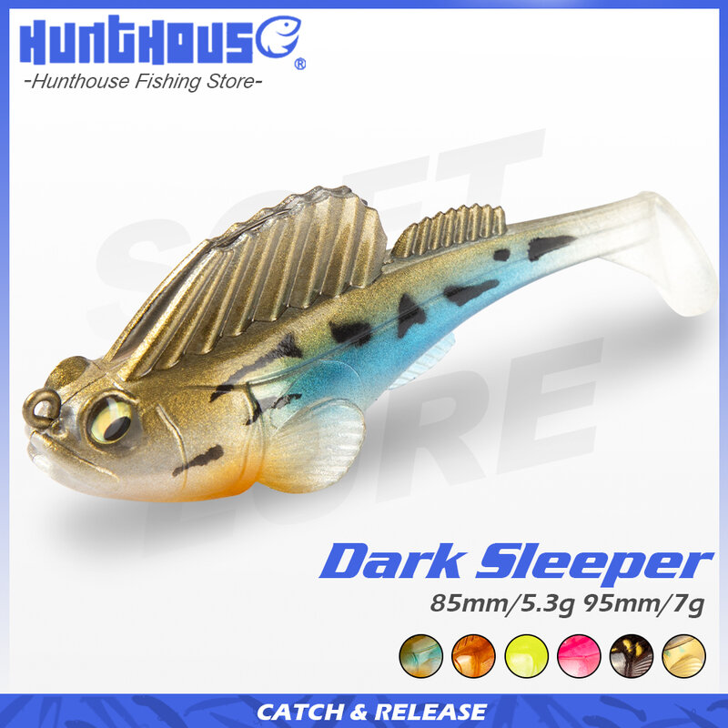 Hunthouse Soft Bait Fishing Lure Me Ga Bass Dark Sleeper All Water 7.5cm/55mm/75mm Swimbaits per trota luccio Shad Perch Tackle
