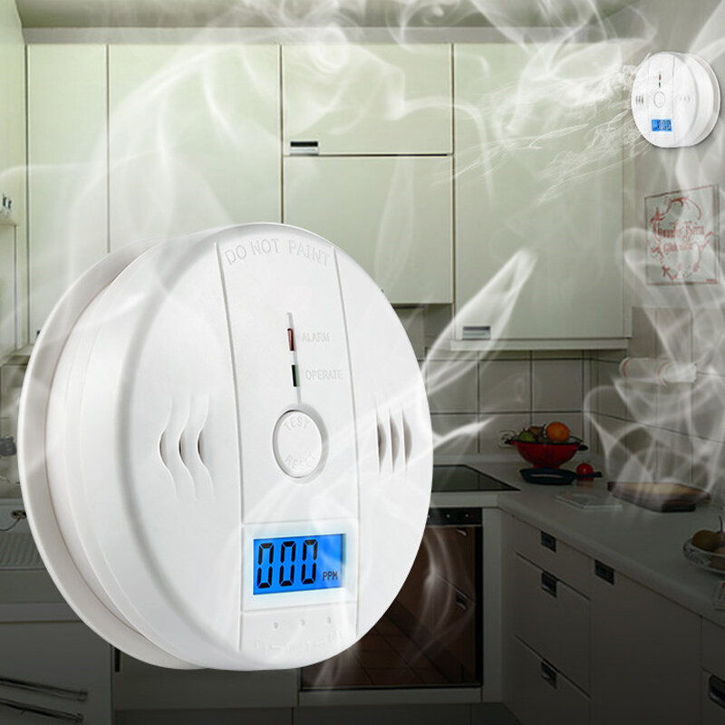 4 sztuk tlenek węgla detektor alarmu czujnik gazu CO detektor z cyfrowy Alarm z wyświetlaczem zegar ostrzeżenie dla domu