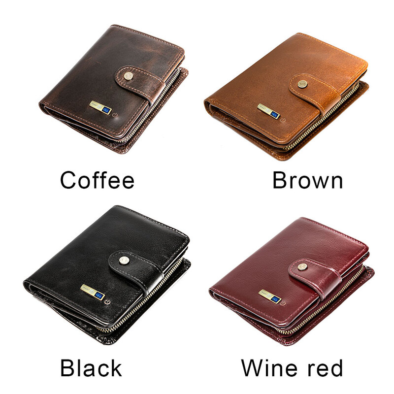 Inteligentny portfel kompatybilny z Bluetooth Anti-lost prawdziwej skóry męskie portfele z etui na karty lokalizator portfela prezenty darmowe grawerowanie