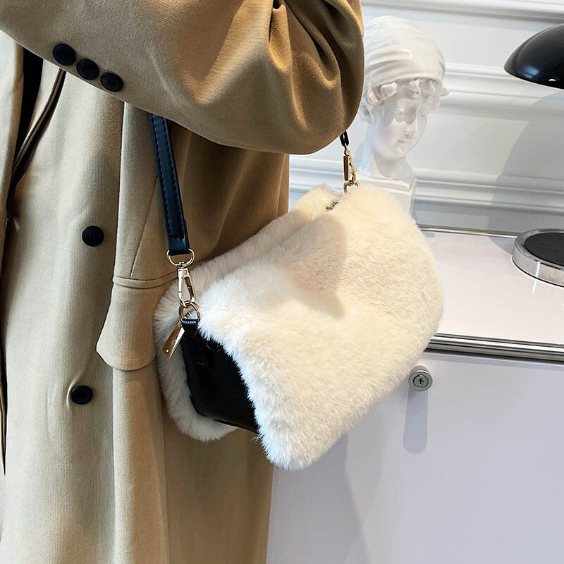 Luxury Bags Women 2021 Winter Plush Designer Shoulder Bag Zipper High Quality Handbag Women Clutches Travel Crossbody Bag
