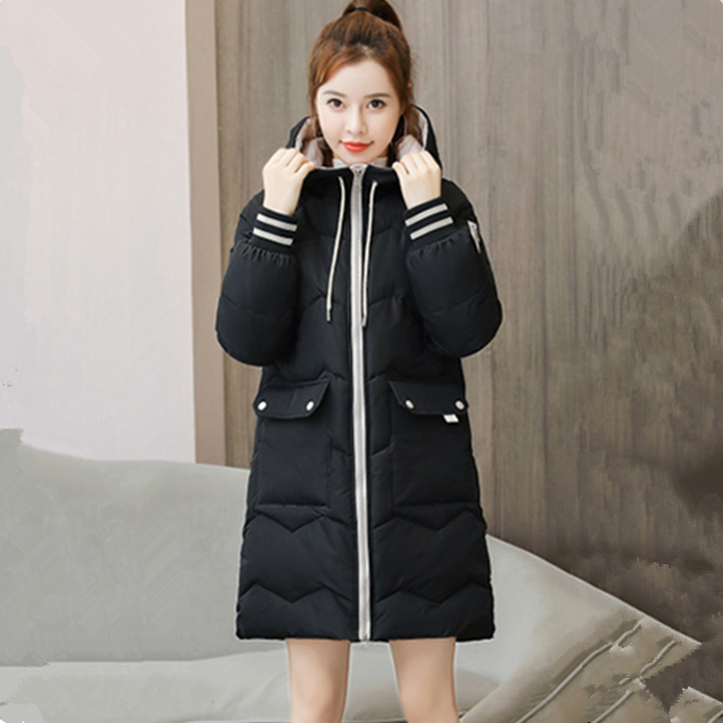 UHYTGF-chaqueta con capucha para mujer, abrigo cálido a prueba de frío para estudiantes, de longitud media, gruesa, 3XL talla grande, invierno, 1015