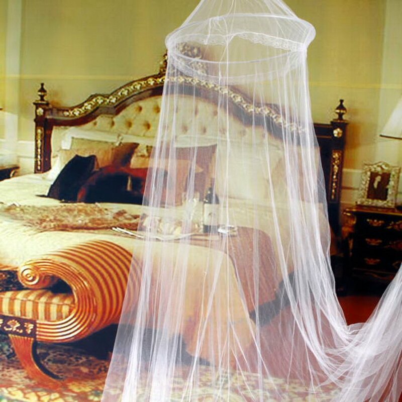 Kelambu Nyamuk Kubah Gantung Elegan Tekstil Rumah Kain Jaring Poliester Tirai Jaring Kanopi Tempat Tidur Serangga Renda Bundar Musim Panas Luar Ruangan