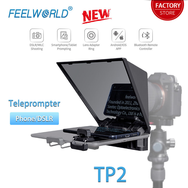 FEELWORLD-Teleprompter portátil TP2, cámara DSLR con Control remoto, grabación de teléfono, Mini inscripción, Teleprompter móvil