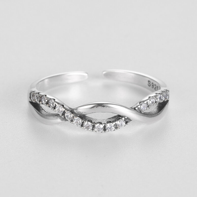 Kameraon S925 Sterling Silver intrecciato Texture attorcigliato Eternity impilabile anelli regolabili gioielleria raffinata per donna donna 2021 nuovo
