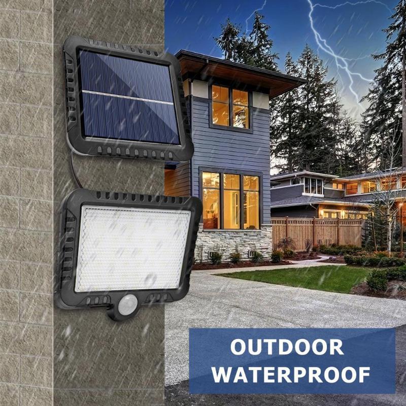 Applique murale solaire à 100/120 LED COB avec détecteur de mouvement PIR, éclairage d'extérieur, luminaire de sécurité, idéal pour un Garage, une décoration de jardin