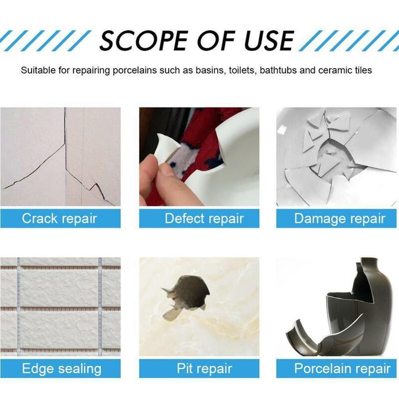 2PCS Tub Tile and Shower Repair Kit Porcelain Crack Chip Ceramic Floor Repairing Cream  repair Paste Bathroom supplies 15g+15g
