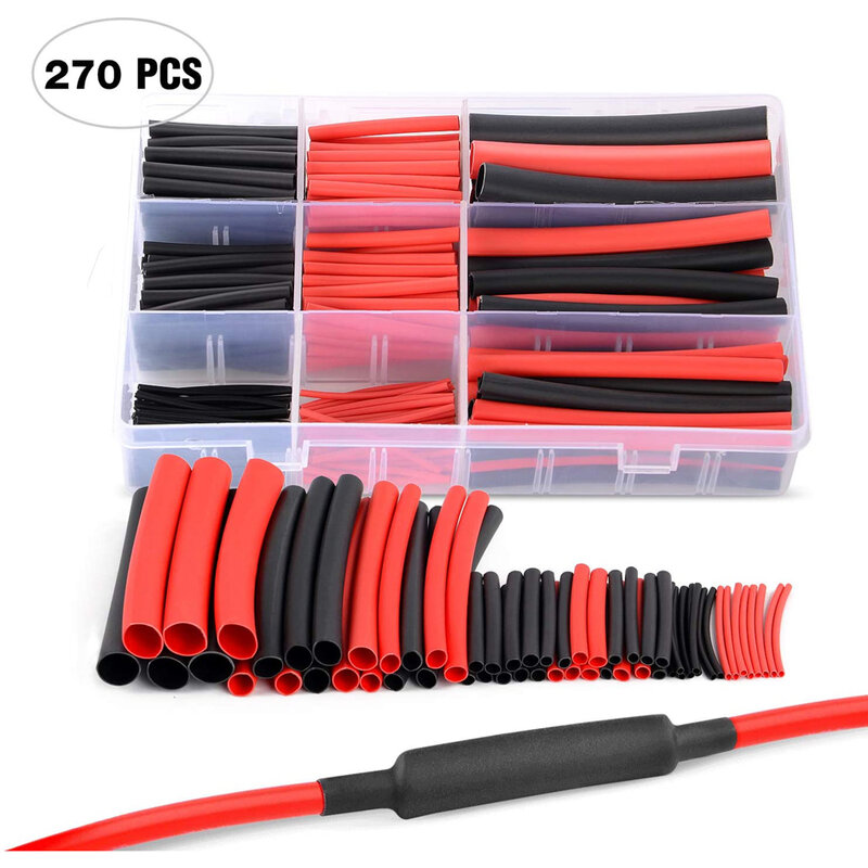 164/270/300/328/560/750pcs Heat Shrink Tube Kit Shrinking Assorted Polyolefin Insulation Sleeving Heat Shrink Tubing Wire Cable