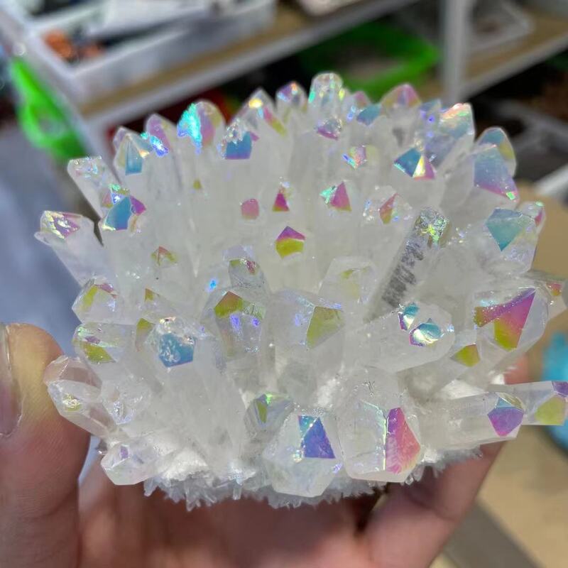 Naturally beautiful white iridescent quartz