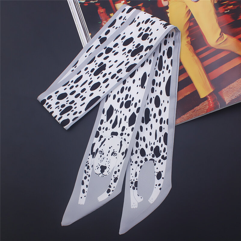 2022 дизайнерский женский Шелковый узкий шарф с животным принтом Новинка женские шарфы для волос галстук сумка с лентой шарфы саржевая Шейная повязка