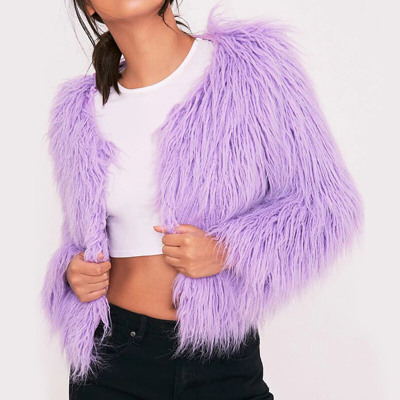 Winter Thicken Warm Faux Fur Coat Women 2019 Clearance