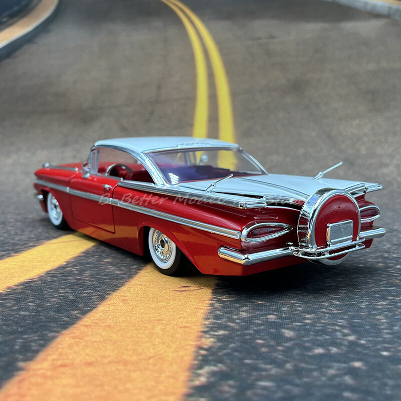 1:24 Diecast Car Model Toy 1959 Chevy Impala Miniature Vehicle Replica Collector Edition