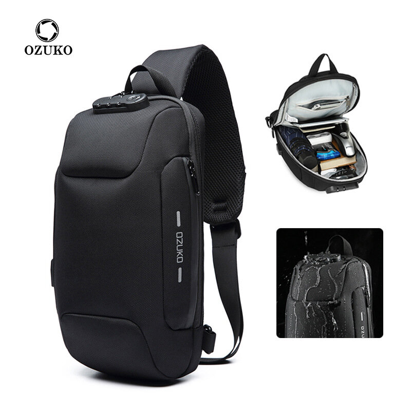 OZUKO – sac à bandoulière multifonction Anti-vol pour homme, sacoche épaule, imperméable, court voyage, poitrine, Pack, nouvelle collection 2021