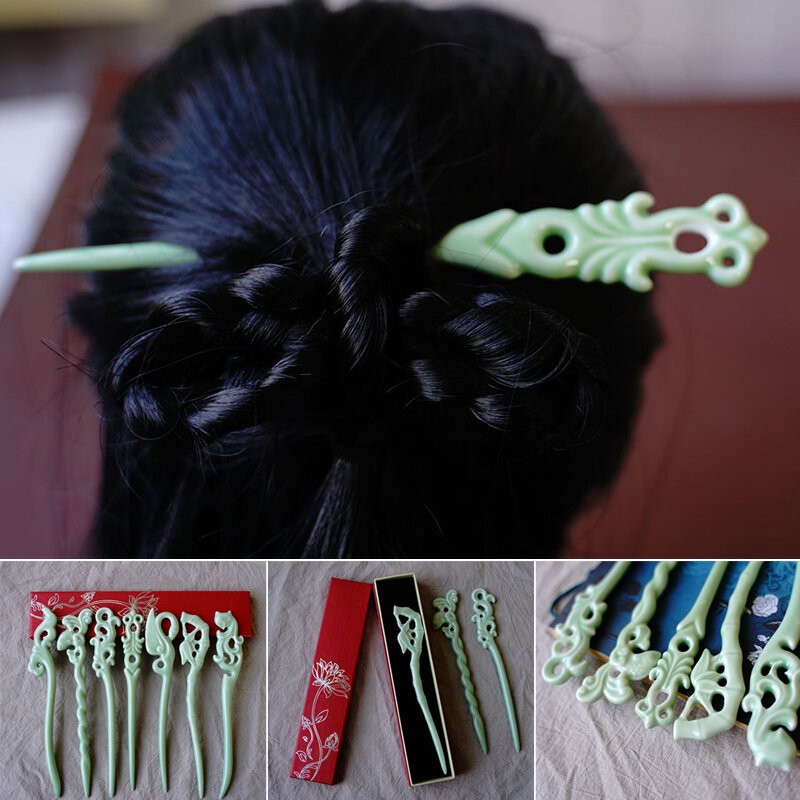 Vintage เซรามิค Hairpin Elegant Hair Stick ผมส่วนบุคคลอุปกรณ์เสริมสำหรับของขวัญผู้หญิง BN