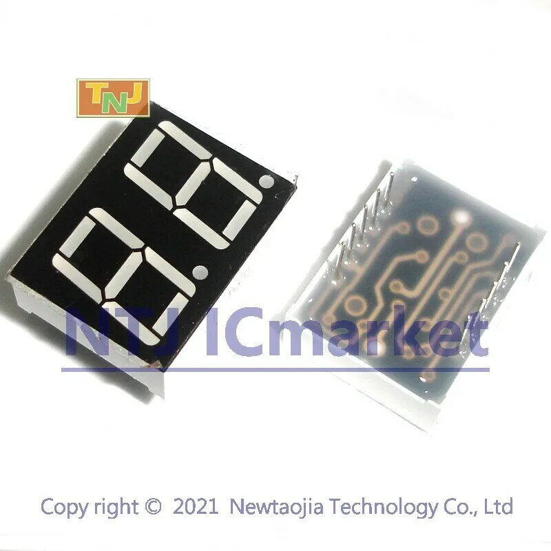 10 PCS 2 Digit 0.56 inch 7 Segment LED Display, Red or Green, Common Anode or Cathode, 2 bits,10 Pins
