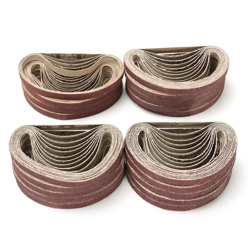 WENXING-cinturones de lijado de 330x10mm, papel de lija de 40-400Grits, bandas abrasivas, lijadora de correa, herramienta abrasiva de pulido de Metal suave de madera, 50 Uds.