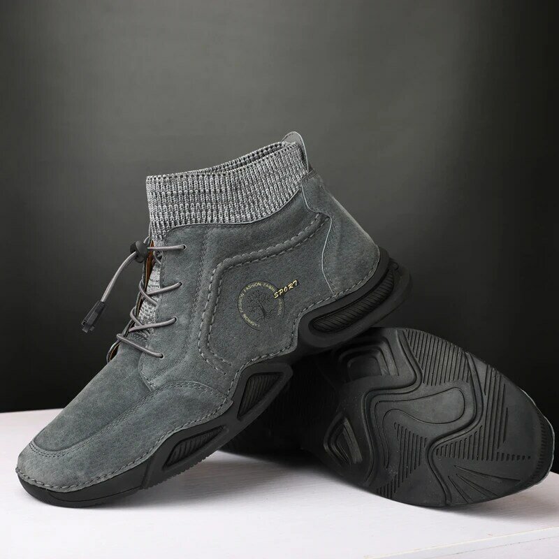 Мужские брендовые ботинки из натуральной кожи, теплые плюшевые мужские зимние ботинки, дышащие мужские ботильоны, уличная мужская обувь, мужские зимние ботинки