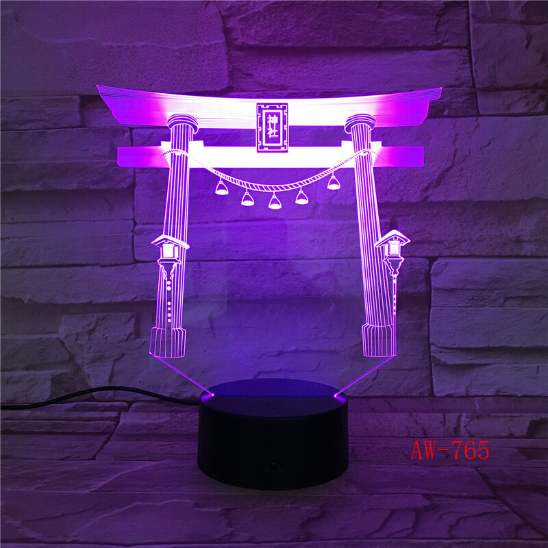 Japanischen Schrein Jinja USB 3D led Nacht licht Multicolor RGBW Festival Geschenk dekorative lichter Schreibtisch lampe Schlafzimmer 765