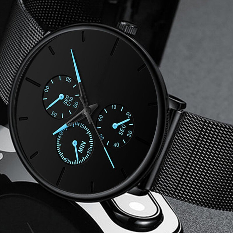 Relogio-Masculino 남성 시계, 남성 시계, 쿼츠 캐주얼 슬림 메쉬 스틸 남성 시계, 멋진 빈티지 디자인 스포츠 손목 시계