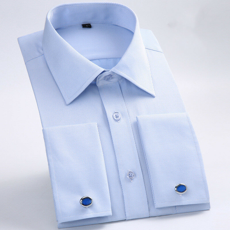 Мужская рубашка с французскими манжетами, белая формальная деловая рубашка на пуговицах с длинными рукавами, классические запонки, Размеры M ~ 6XL, новинка 2023